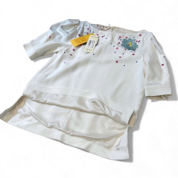 MARNI $1495 Sequin-embroidered Blouse STRETCH VISCOSE CADY Size 40 US 4 - Picture 13 of 16